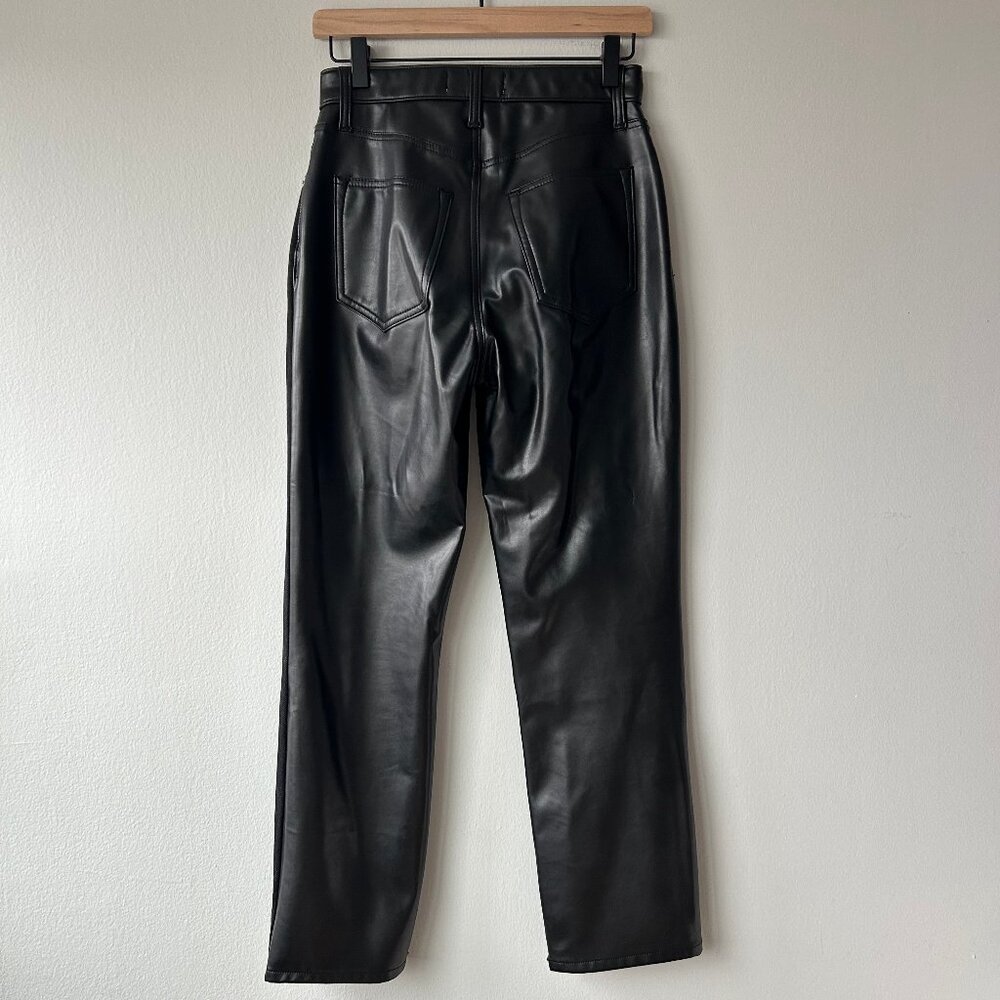 Abercrombie 90s Straight Faux Leather Jeans Women 26 Short Ultra High Rise Black - Picture 4 of 10